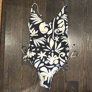 H&M Black and White Floral One-Piece Swimsuit